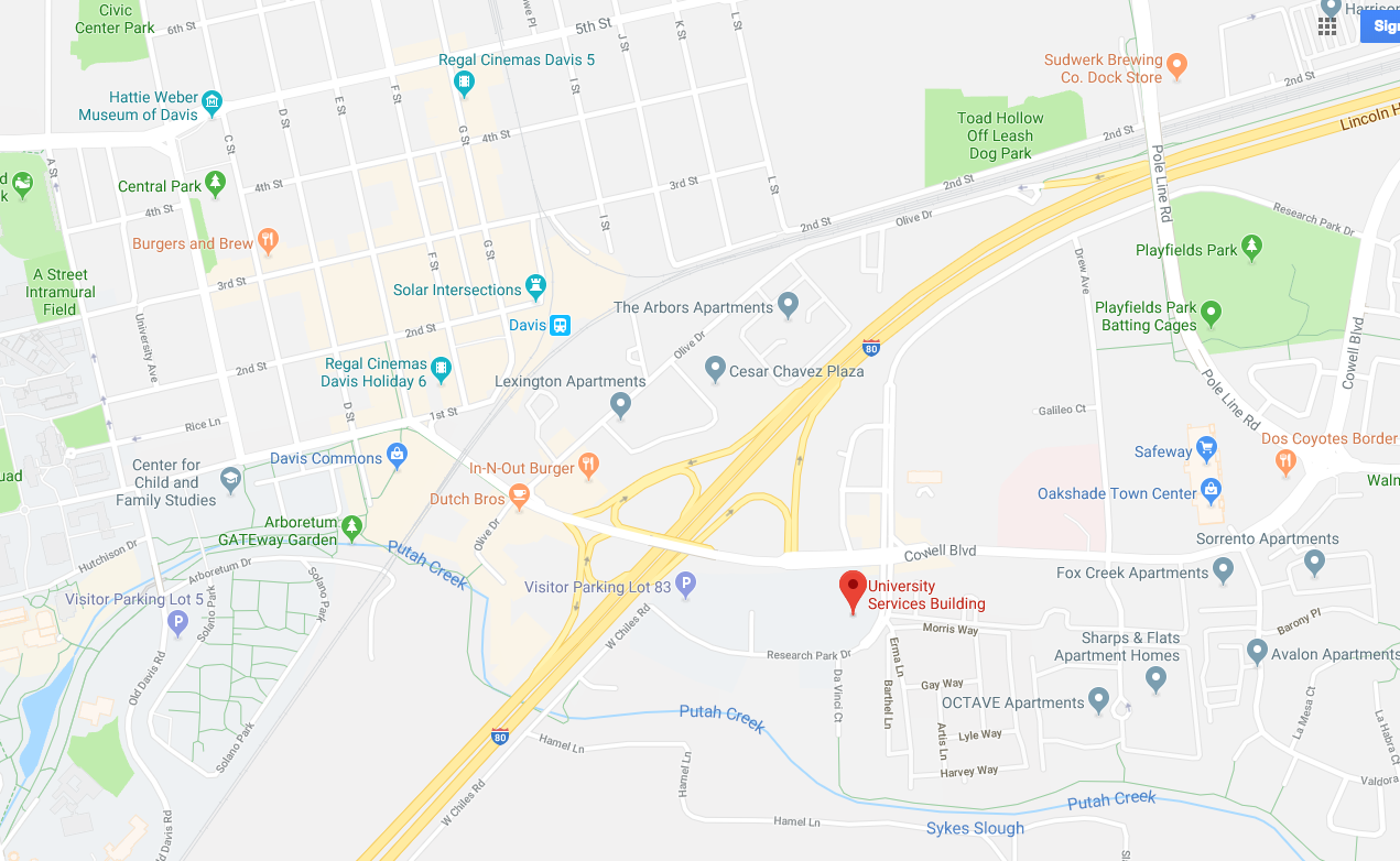 google map showing location of uc davis financial services